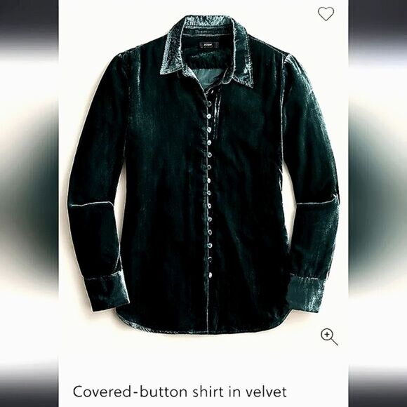 J Crew Black Velvet Button-Up Shirt NWT SZ 0 - Picture 1 of 16